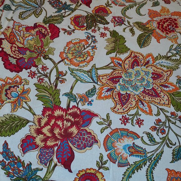 1pr Pier 1 Imports Cotton Floral Jacobean Tab Top Curtain Panels 42x80" (2) - Picture 3 of 10
